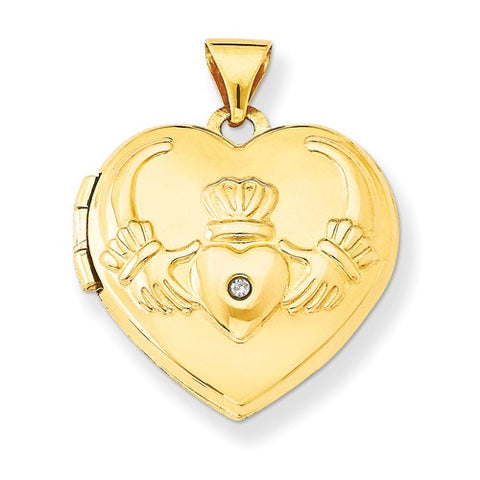 14 Karat Yellow Gold Claddagh Locket