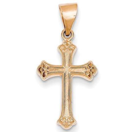 14K Rose Gold Satin Finish Cross